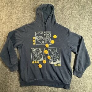 Dragon Ball Z Hoodie Men's XL Navy Acid Wash Goku Gohan Piccolo Anime Pullover